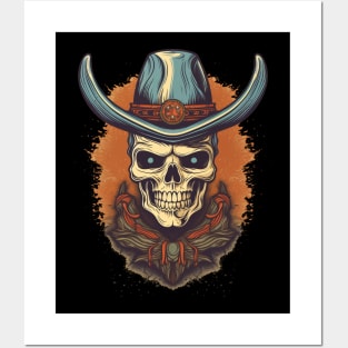 Retro Mean Cowboy Western Hustler Skull Posters and Art